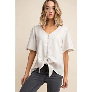 Linen top with tie front